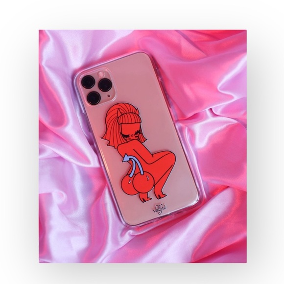 new Valfre ☻︎ Lucy Cherry Bottom ☻ iPhone 6+ 7+ 8+ Clear Case ☻ Artist Drawn - Picture 14 of 15